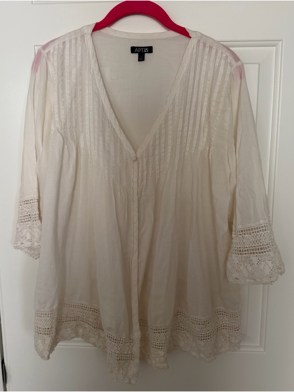 Apt. 9 Cream Crochet-Trim V-Neck Tunic